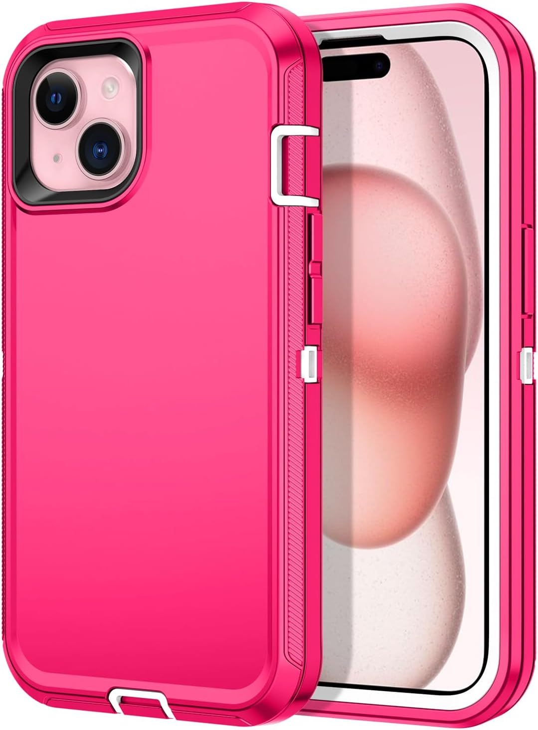 I-HONVA Funda para iPhone 15 a prueba de golpes, a prueba de polvo y caídas, 3 capas de protección de cuerpo completo sin protector de pantalla,