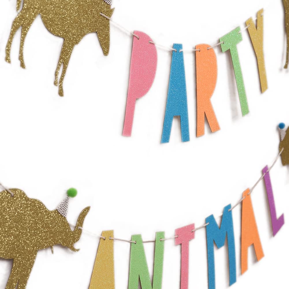 WAOUH Cartel de cumpleaños de animales para bebé, decoración de fiesta de zoológico, decoración de fiesta de circo para baby showers, accesorios de