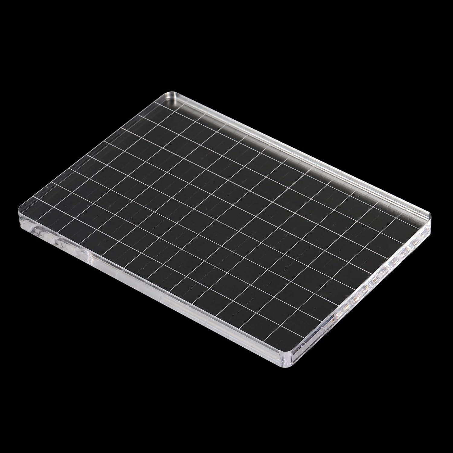 PATIKIL Bloque de sello acrílico de 5 x 3.5 pulgadas, bloque de estampado transparente con líneas de cuadrícula, bloques de montaje decorativos