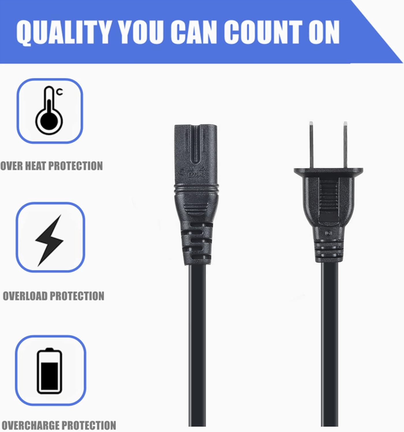 CJP-Geek Cable de alimentación de CA de 5 pies de repuesto para Sony CFS-D20 CFS-DW38 CFS-DW60 CFSDW60 CFSDW80 CFS-W301 CFSW450 CFS-W501 CFSW501