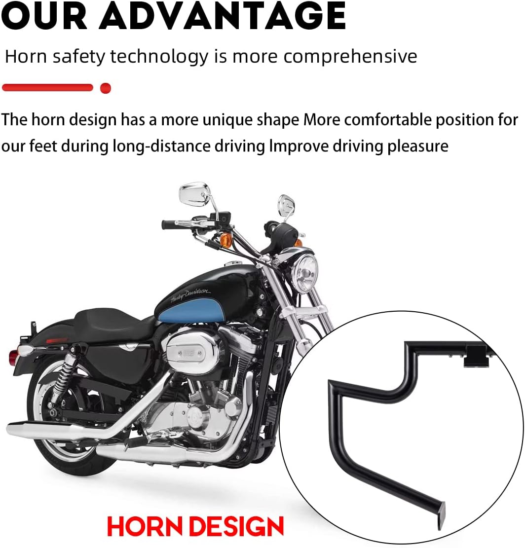 Barra de choque de 1.5 “Protector del motor Barra de autopista para Harley Sportster XL XLH 883 1100 1200 Custom Deluxe Hugger Sport (negro)