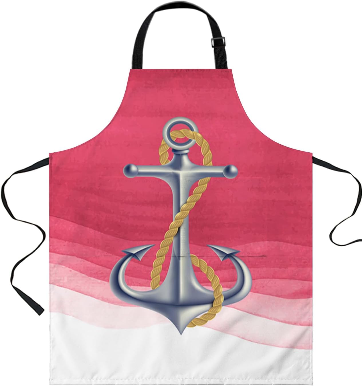 Shine-Home Rose Pink Anchor Bib Aprons for Women With Pockets, Waterproof Canvas Chef Kitchen Cooking Apron for PaintingHair StylistNail Technician,