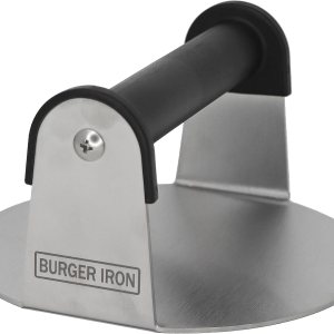 Burger Iron The Professional Grade Burger Smasher Prensa de hamburguesa triturada de acero inoxidable extra ancha de 6 pulgadas con fondo plano Burger Iron The Professional Grade Burger Smasher Prensa de hamburguesa triturada de acero inoxidable extra ancha de 6 pulgadas con fondo plano