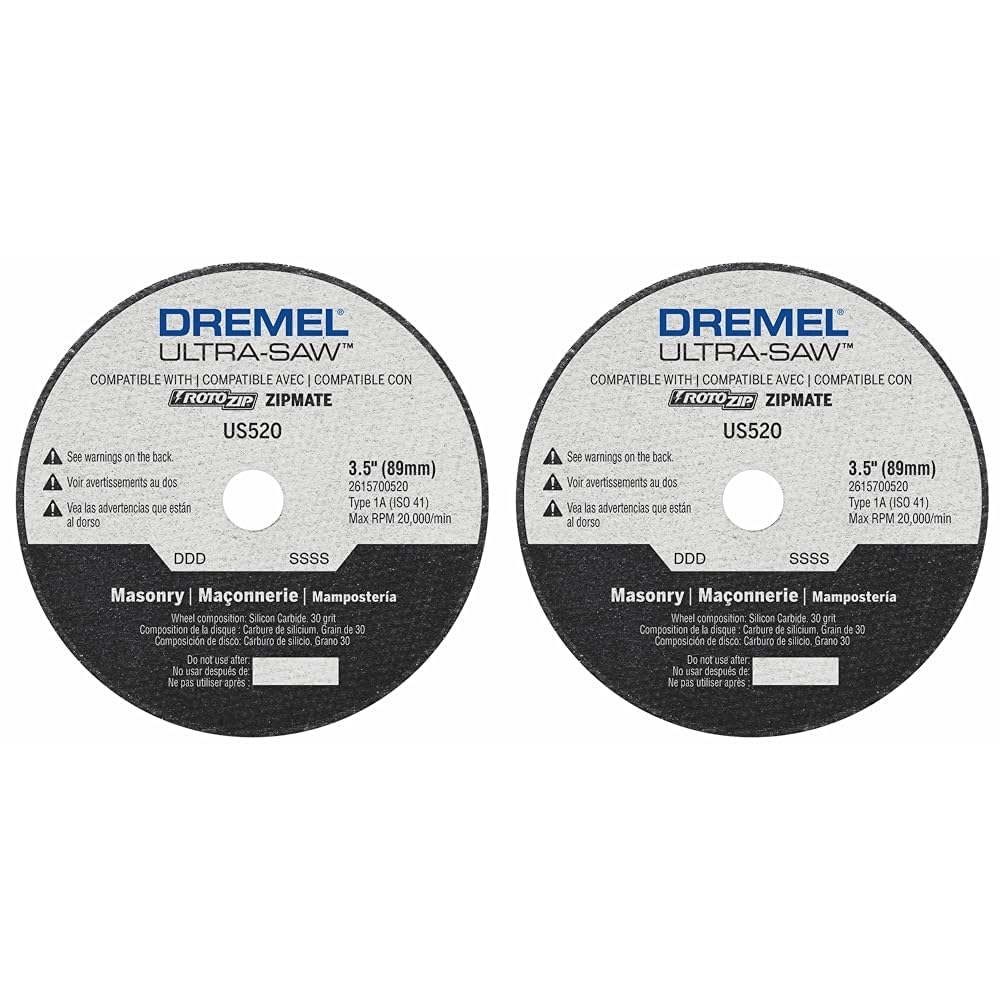 Dremel US520-01 Ultra-Saw – Rueda de corte de mampostería de 3.5 pulgadas, color plateado (paquete de 2)