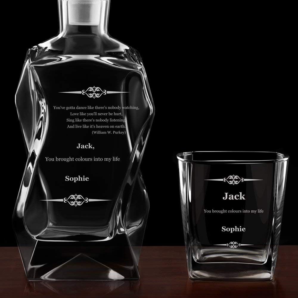 Maverton Juego de decantador de whisky con 6 vasos para hombre – Dispensador de licor personalizado para él – Jarra de whisky para cumpleaños –