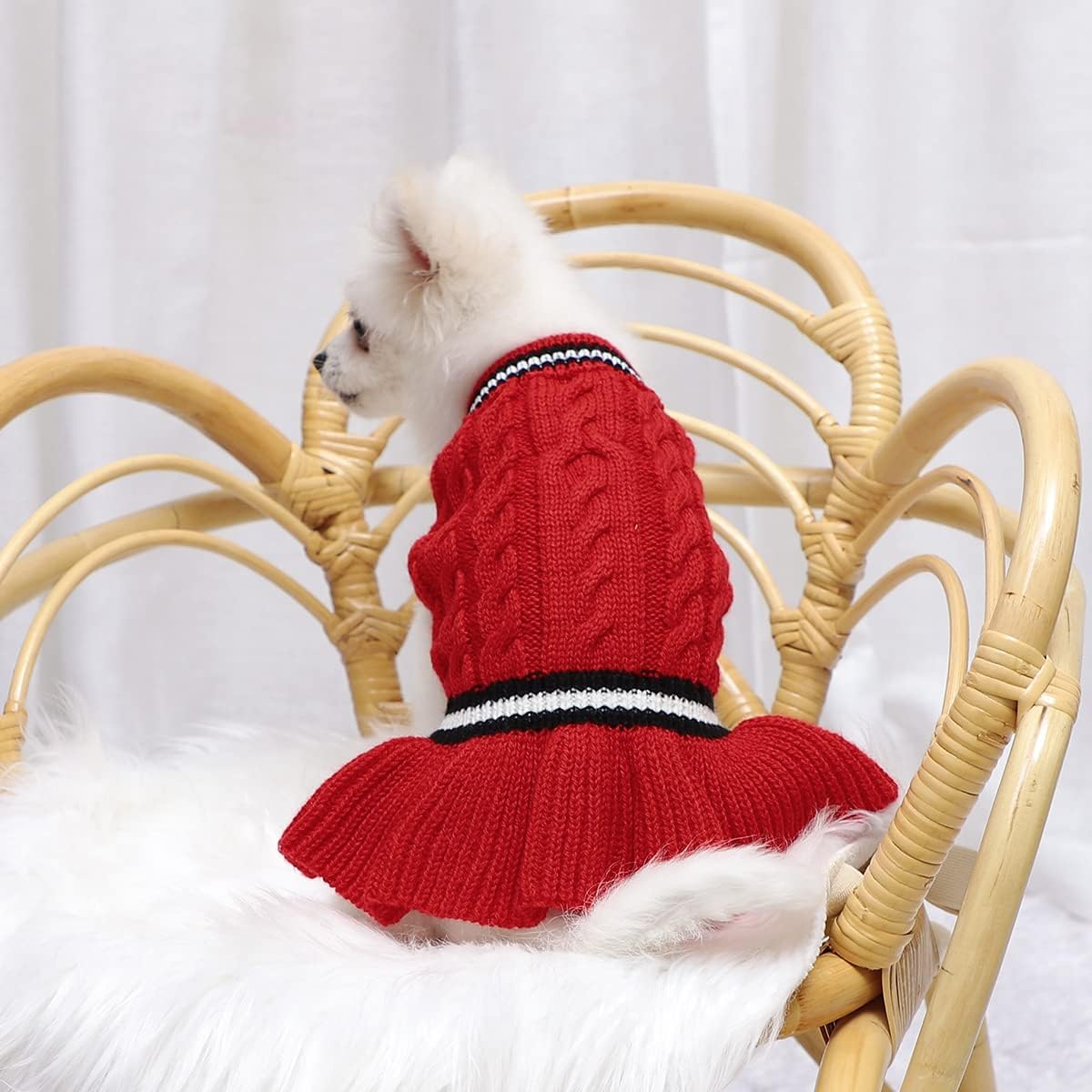 Lawkul Suéteres para mascotas para perros pequeños, suéteres de punto para perro, ropa cálida de invierno, vestido de otoño para cachorro, gato,