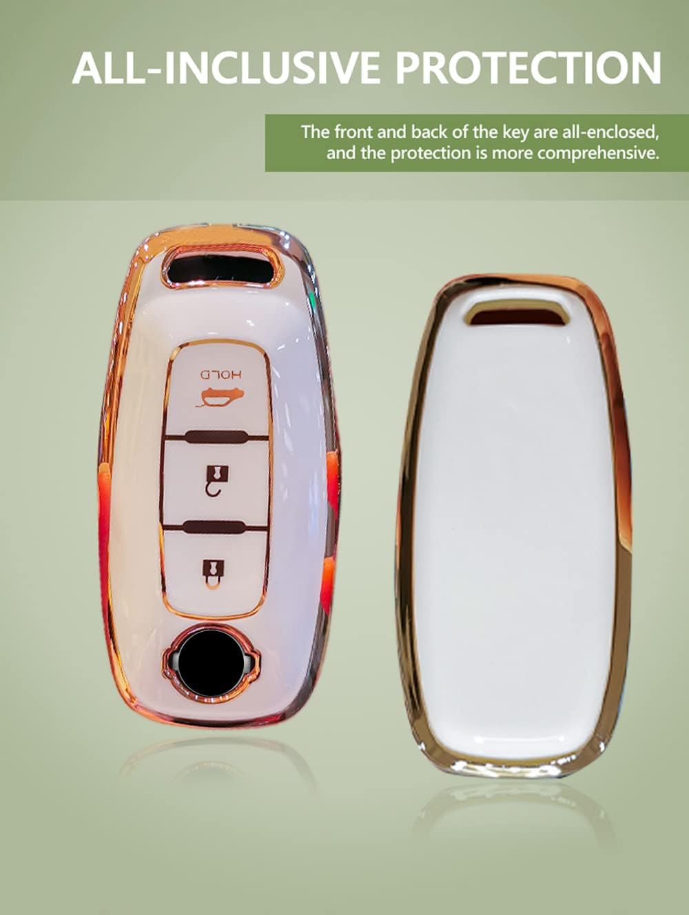 ontto Llavero de TPU de 3 botones compatible con Nissan 2023 Smart Remote Key Protector de protección completa Key Skin Anti-arañazos Chaqueta de