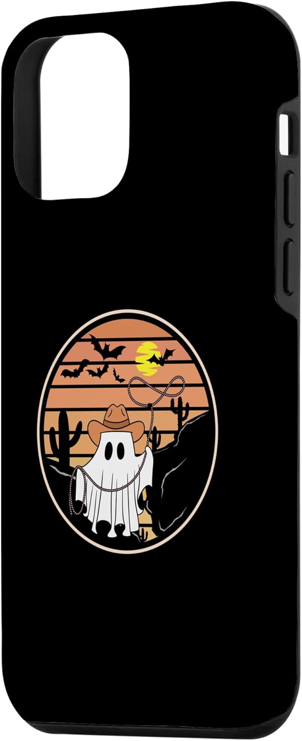 iPhone 12 mini lindo, divertido fantasma vaquero de Halloween, familia, funda occidental