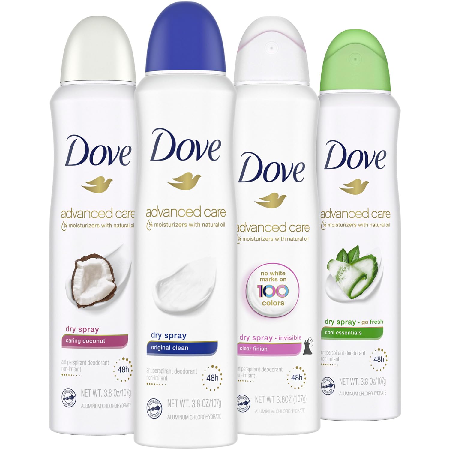 Dove Dove – Juego de desodorantes  Desodorante de cuidado avanzado para mujeres, desodorante antitranspirante en aerosol, protección de 48 horas con