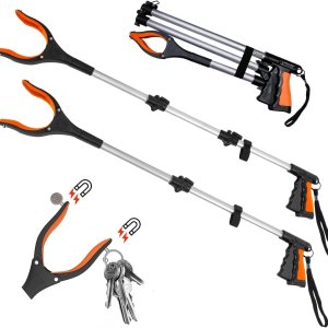 Herramienta de agarre extra larga de 43 y 32 pulgadas con mandíbula antideslizante giratoria de 360, paquete de 2 herramientas ligeras para alcanzar Herramienta de agarre extra larga de 43 y 32 pulgadas con mandíbula antideslizante giratoria de 360, paquete de 2 herramientas ligeras para alcanzar