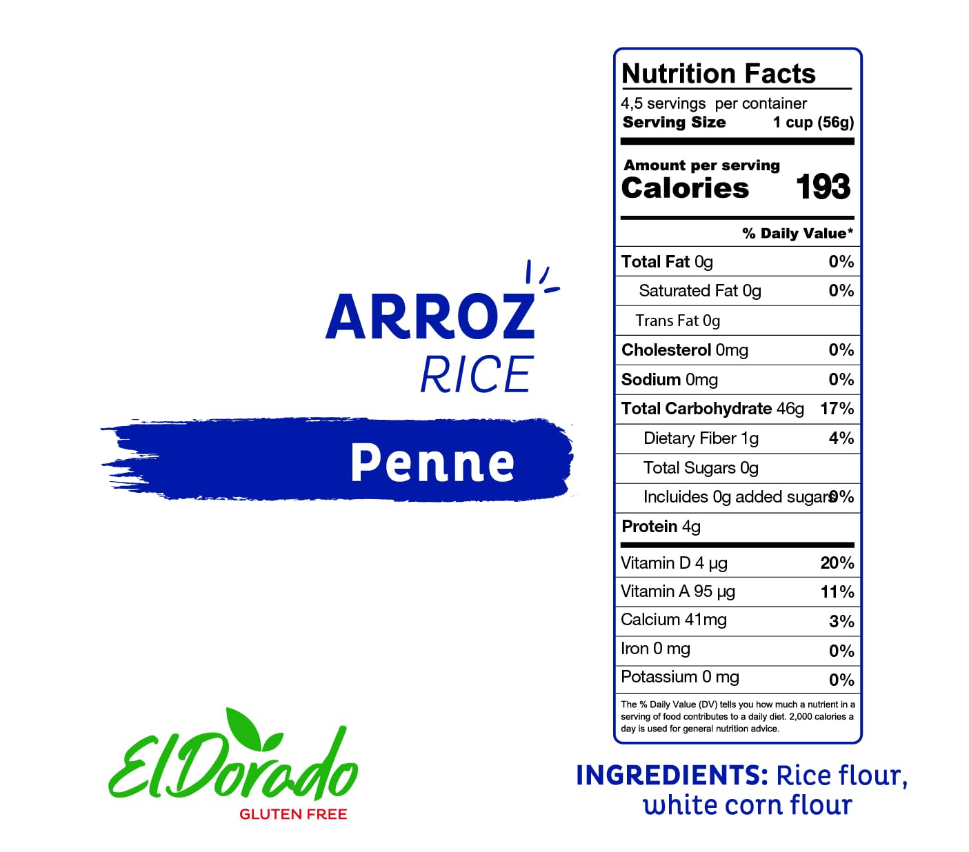 El Dorado Gluten Free Pasta, maíz, arroz y arroz integral, vegano, granos antiguos de alto valor nutricional, Kosher, gran fuente de proteínas,