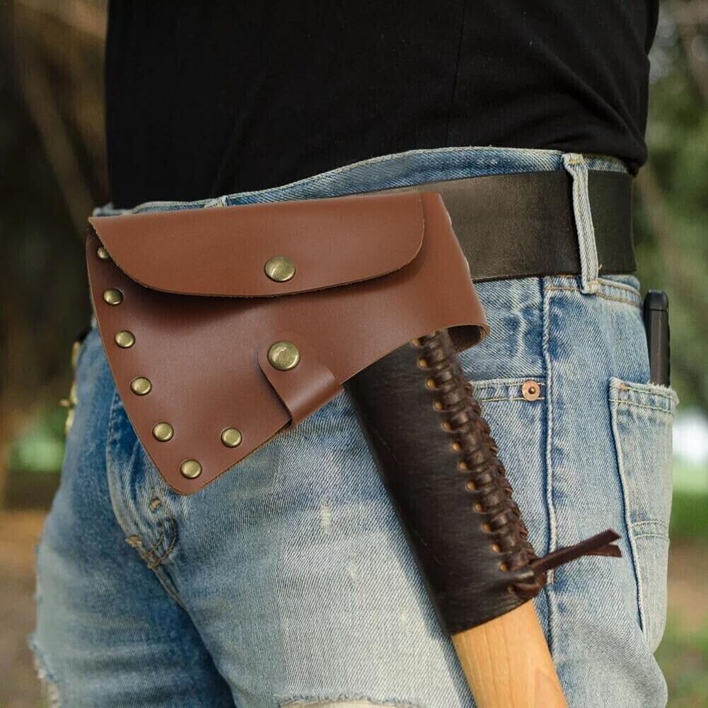Funda de cuero para hacha, funda para cabeza de hacha, protector de hoja de hacha, funda de camping, 1 ud