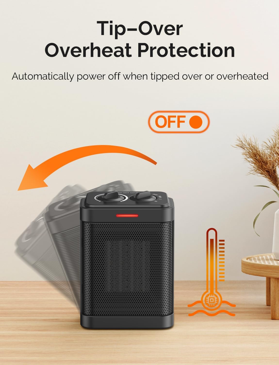 Calentadores de espacio pequeño para uso en interiores, mini calentador de espacio de 1000 W700 W con termostato, protección múltiple, calentador de