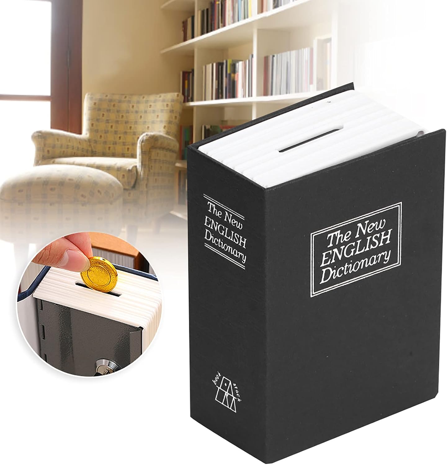 Joyero, caja de seguridad duradera y cómoda con forma de libro para guardar monedas, tarjetas bancarias, tarjeta de identificación para