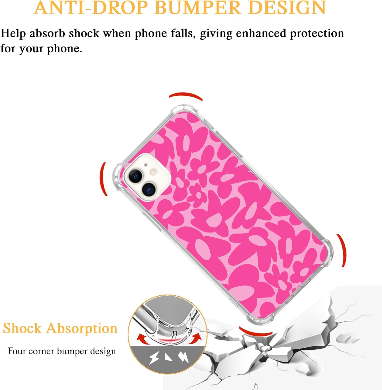 Lemifelgby Y2k – Funda protectora para iPhone 12 y 12 Pro, diseño de margaritas estéticas, diseño de flores, color rosa