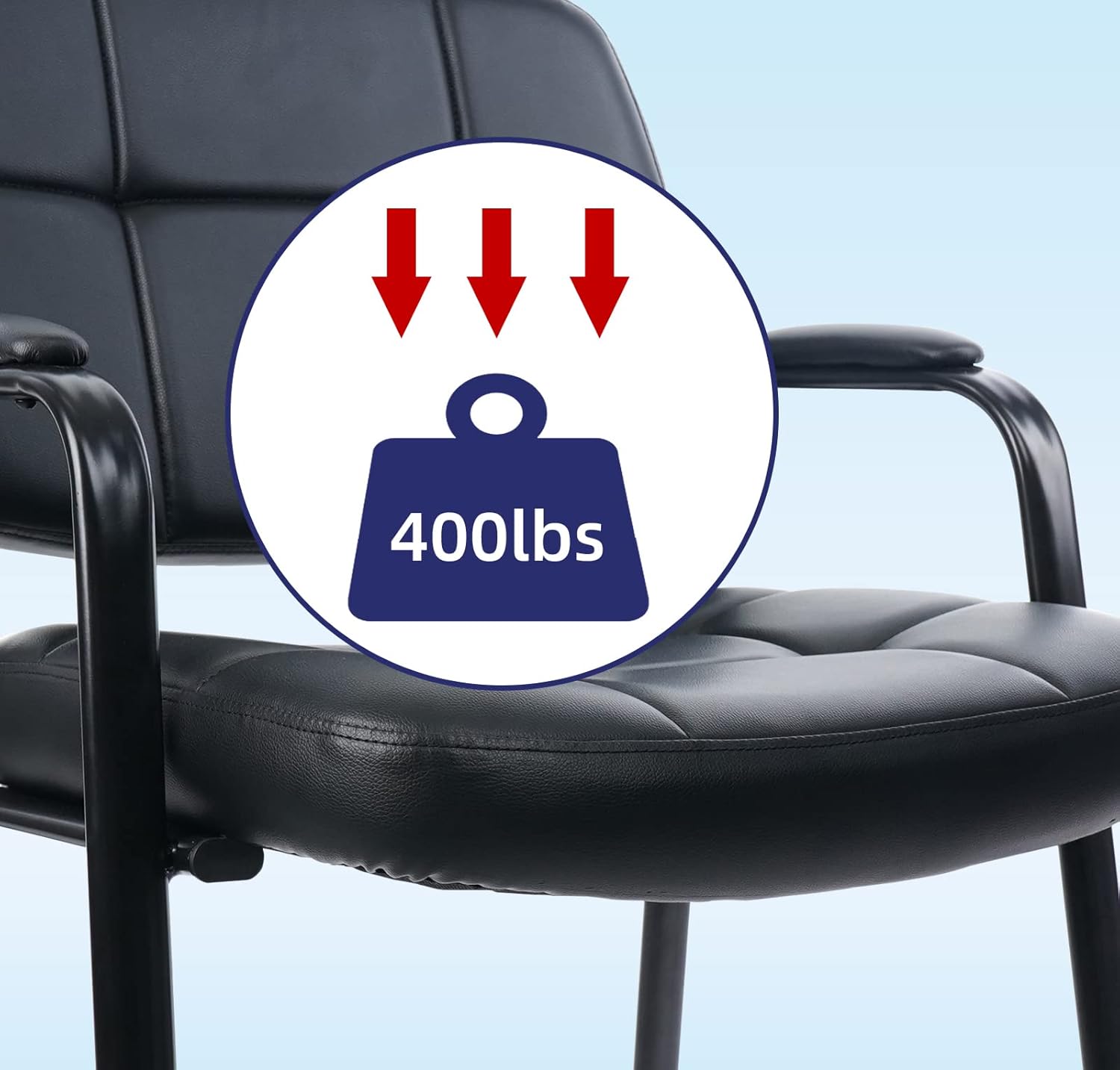 CLATINA Silla grande y alta para invitados de oficina, 400 libras con respaldo acolchado de cuero regenerado, asiento ancho, silla de recepción,