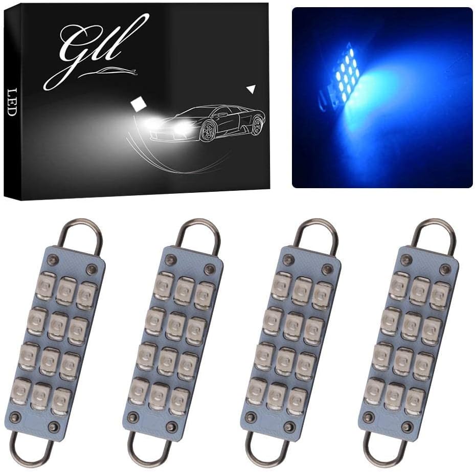 Grandview TM 0.157 x 1.732 in (1.73 pulgadas) 12-SMD 1210 3528 Chip Rígido Loop Festoon Bombillas LED para el interior del coche, cúpula mapa, luz