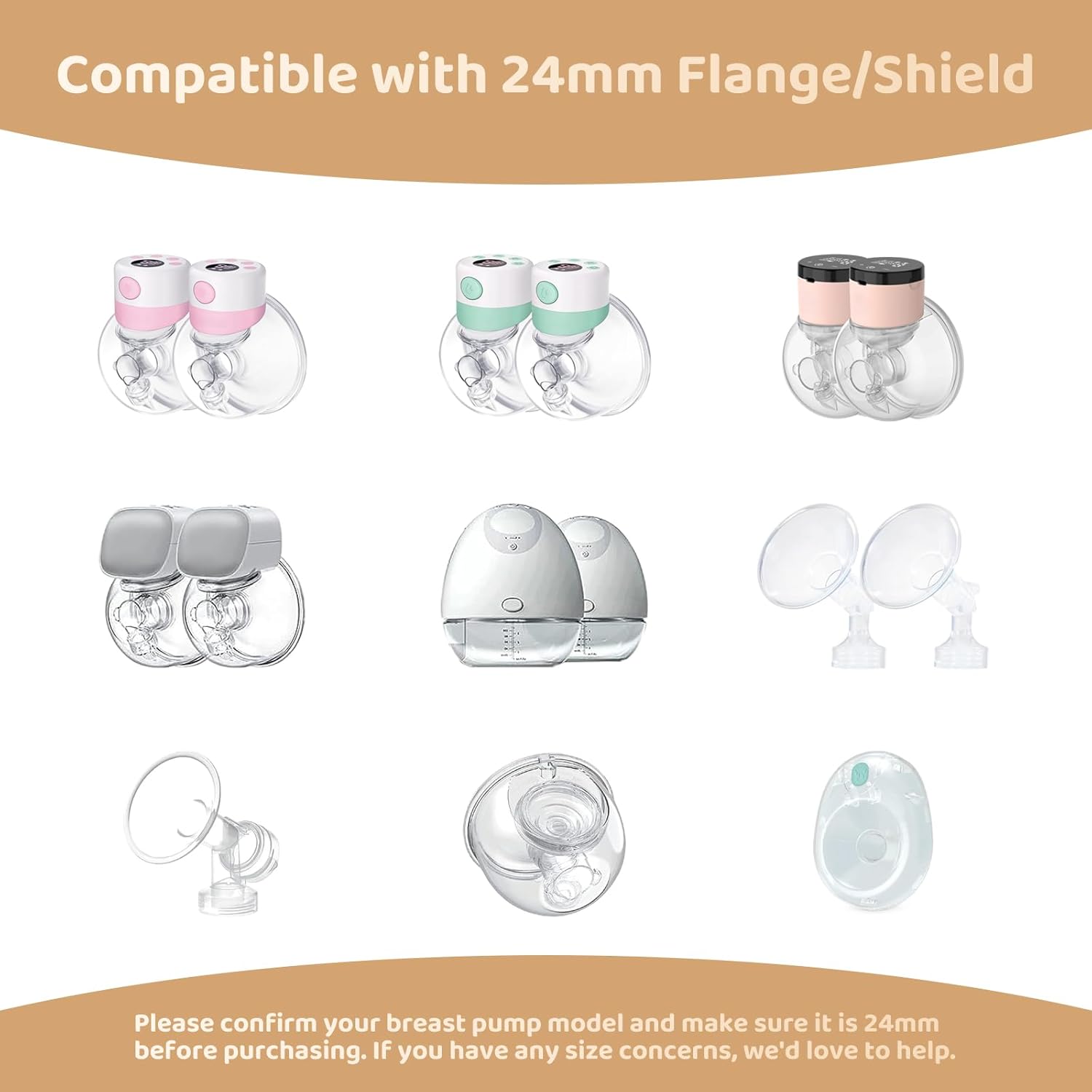Insertos de brida de 0.748 in compatibles con extractores de leche MedelaSpectraTSRETEElvieMomcozyBellababy de 0.945 in, escudosbridas, reduce el
