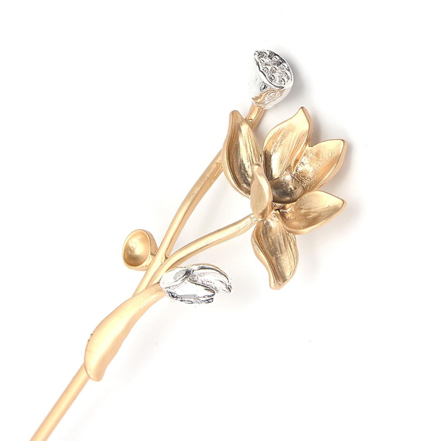 Palillos dorados para el cabello para mujer, palillos de pelo para cabello largo, elegante decoración de loto, ideales para impresionantes updos y