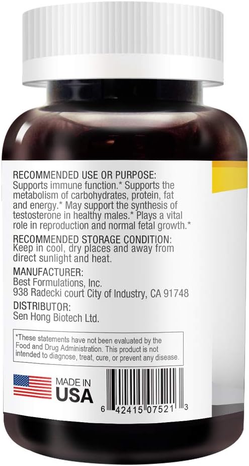 Zinc 30mg  Suplementos de zinc quelado bien absorbido para hombres y mujeres  Vegano, sin OMG, para apoyo inmunológico y piel sana  Sin gluten  60