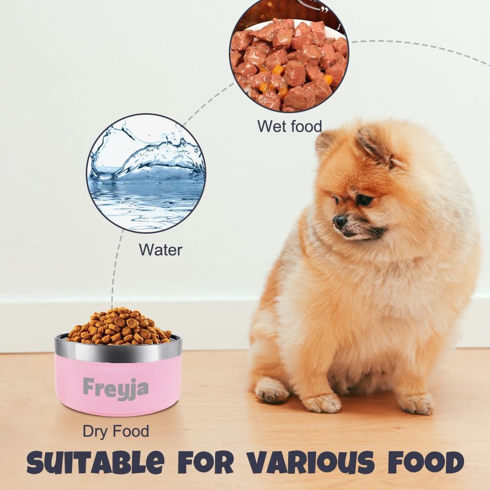 Cuenco personalizado de acero inoxidable para perro y gato con nombre, cuenco para mascotas grabado con láser, antideslizante para agua y alimentos,