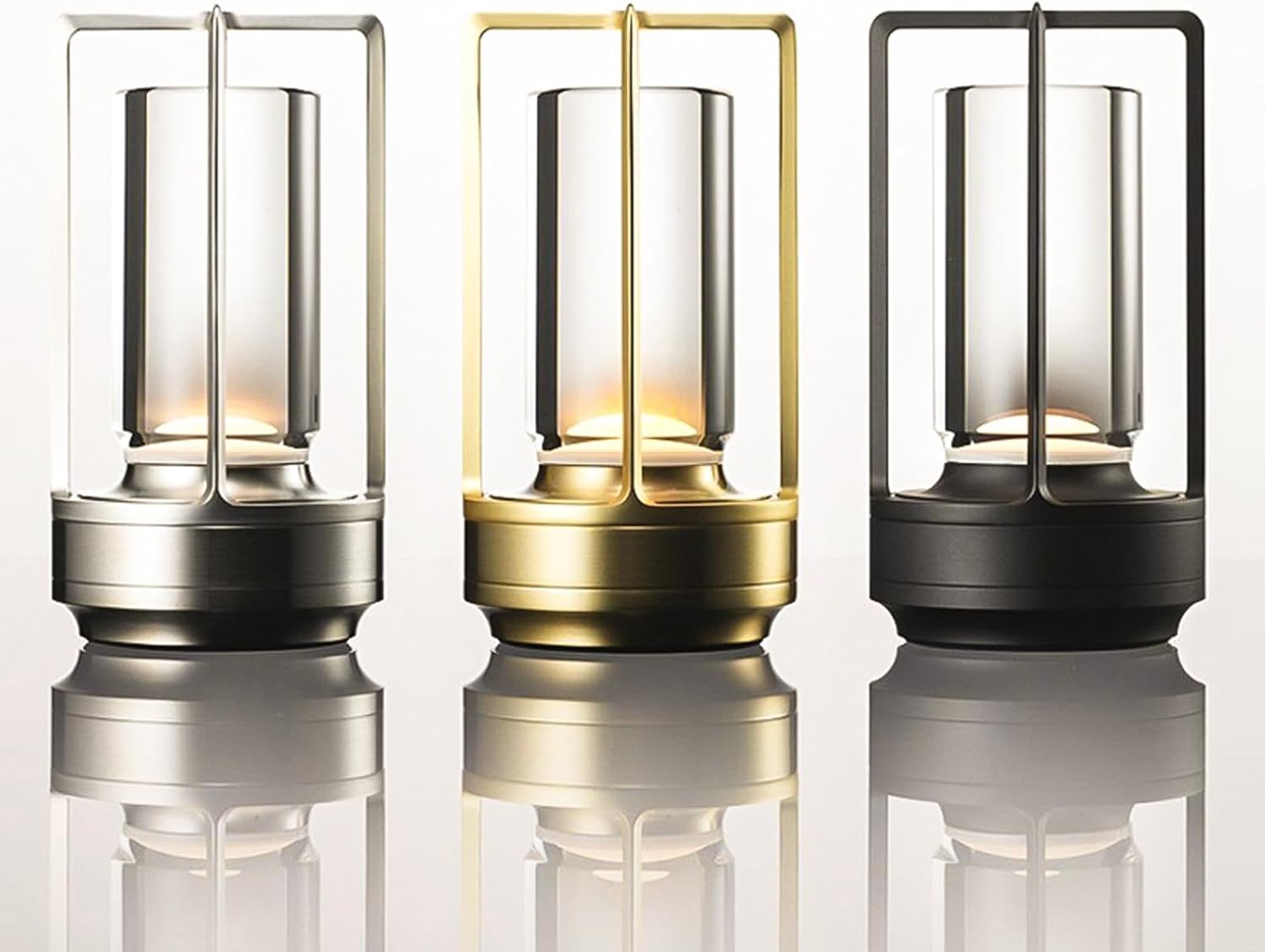 Lumisom – Lámpara de mesa Lumisom, lámpara de mesa de farol de cristal Lumisom, luz Lumisom, 3 colores recargables e inalámbricas para luces de
