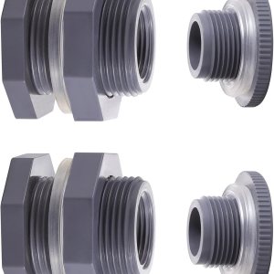 Paquete de 2 conectores de PVC hembra de 34 pulgadas con tapón y junta de sello de silicona gruesa, kit de conector de barril de lluvia Paquete de 2 conectores de PVC hembra de 34 pulgadas con tapón y junta de sello de silicona gruesa, kit de conector de barril de lluvia
