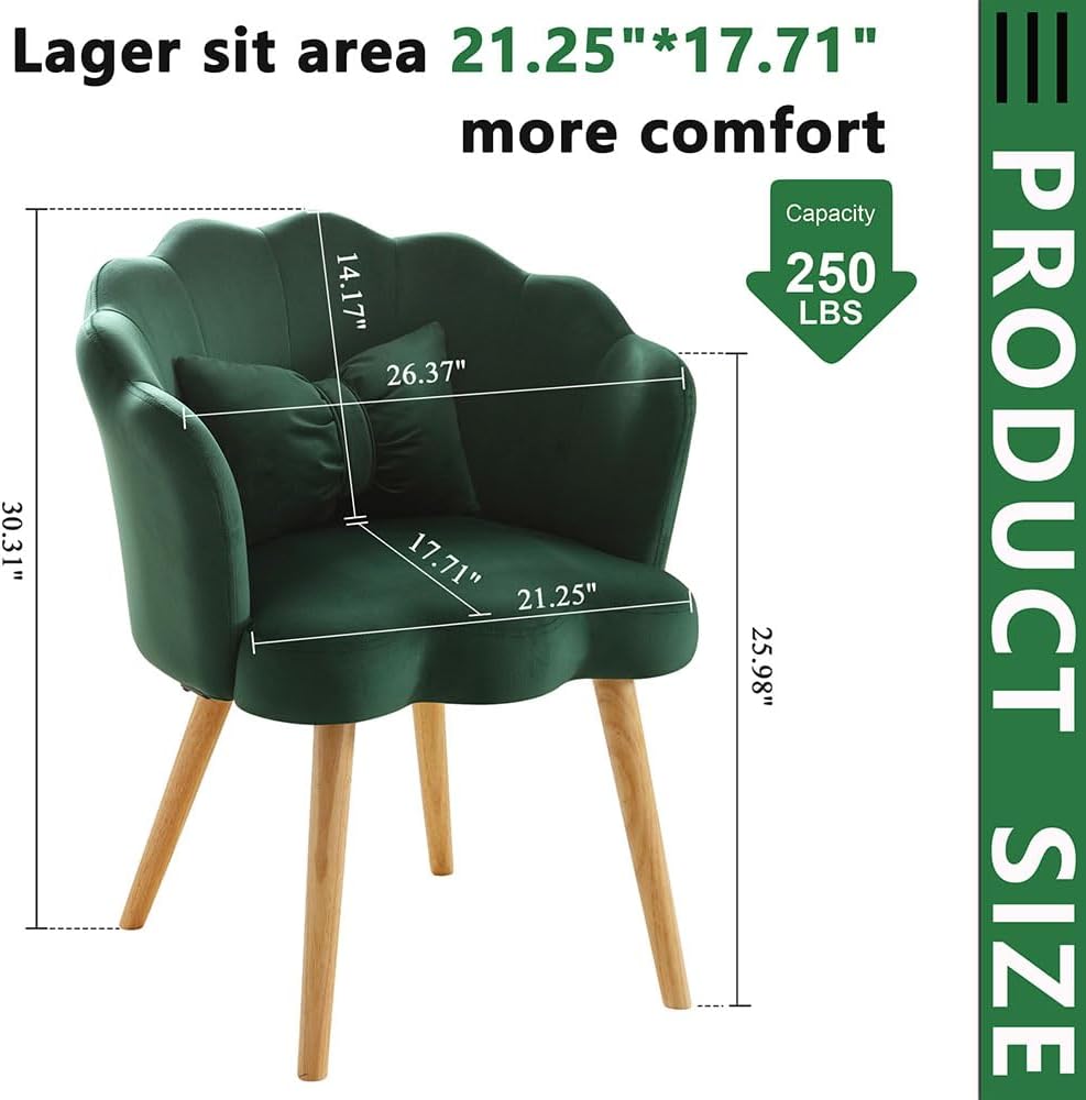 Silla moderna para dormitorio, sillas decorativas de terciopelo para dormitorio, silla de tocador con respaldo, cómodo sillón tapizado con almohada