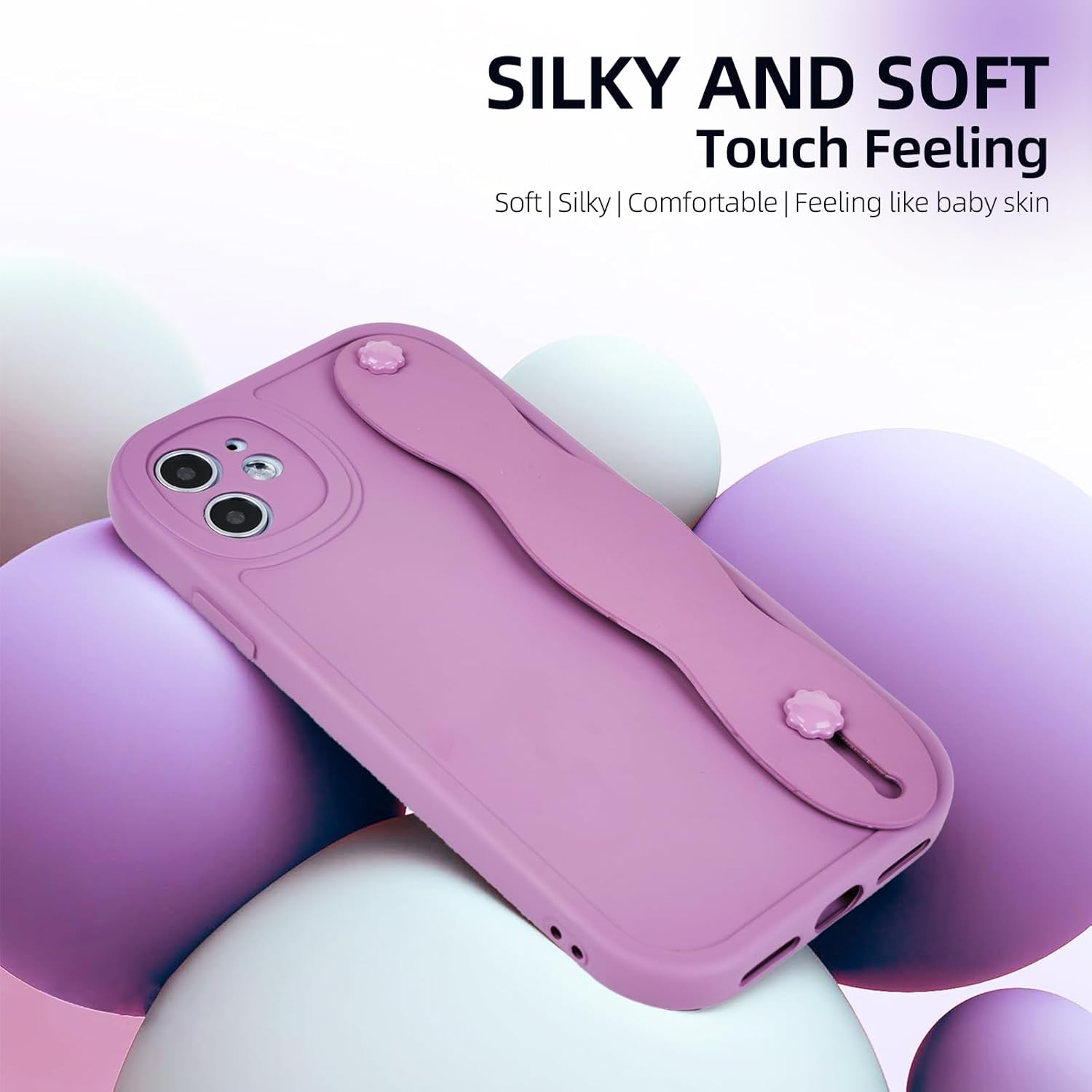 AuroraIce Funda para iPhone 11, iPhone 11, funda de goma suave de ajuste delgado con pulsera ajustable, antiarañazos, a prueba de golpes, funda