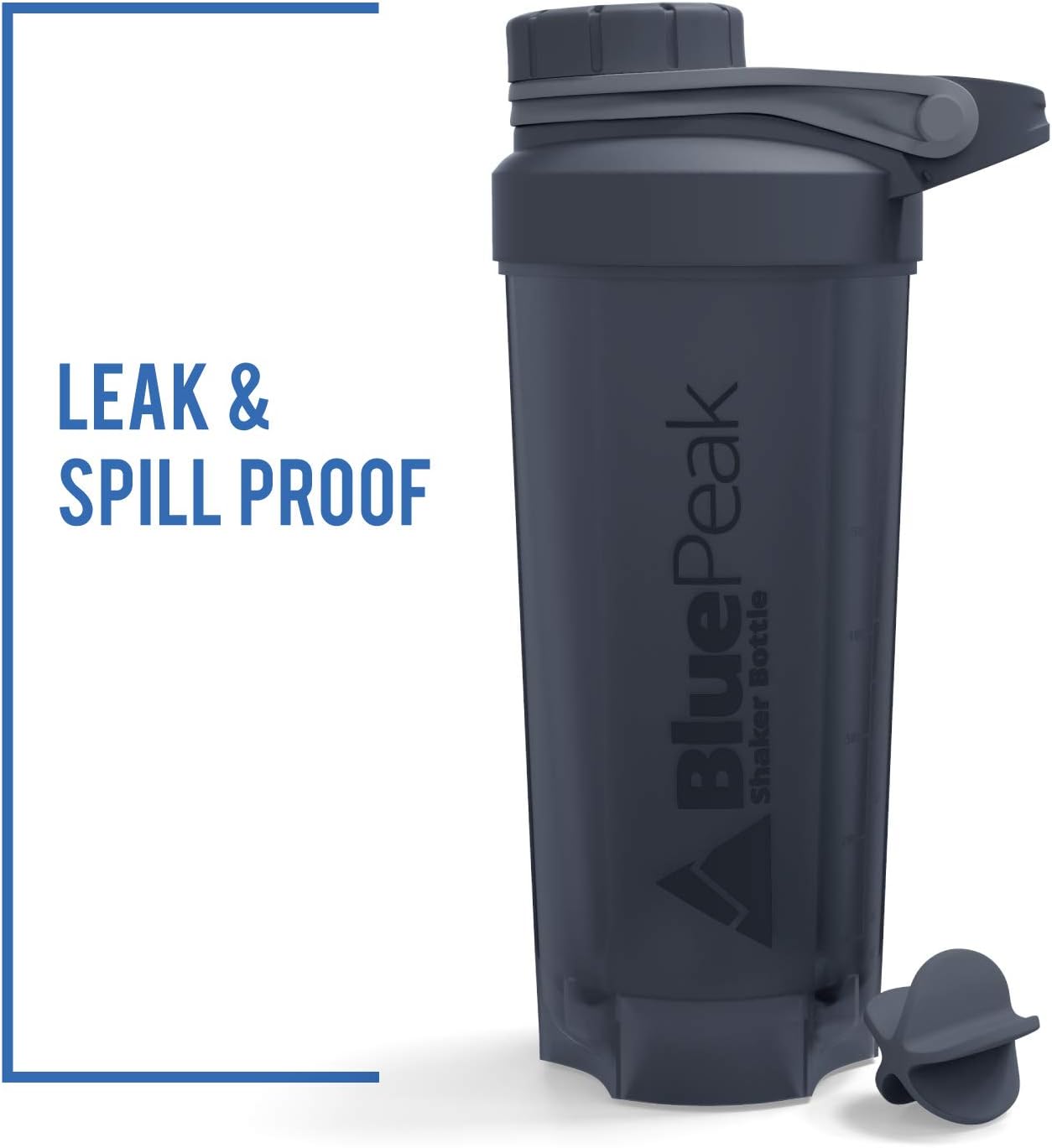 BluePeak Botella mezcladora de proteínas de 28 onzas, paquete de 3 con tapa giratoria. Sin BPA, bolas agitadoras incluidas (morado, rojo y gris)