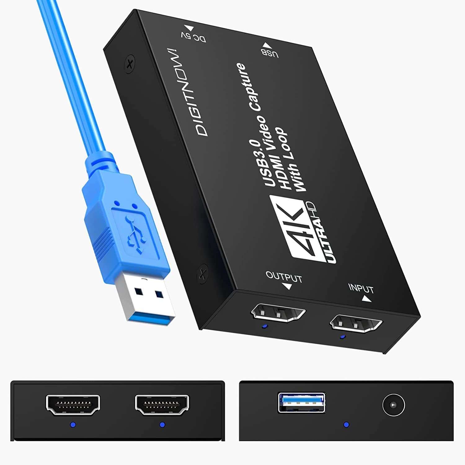 Video Capture Card, 4K HDMI Video Capture, USB 3.0 Game Capture Card, Video Capture Device Full HD 1080p 60FPS for Live Streaming, Work with