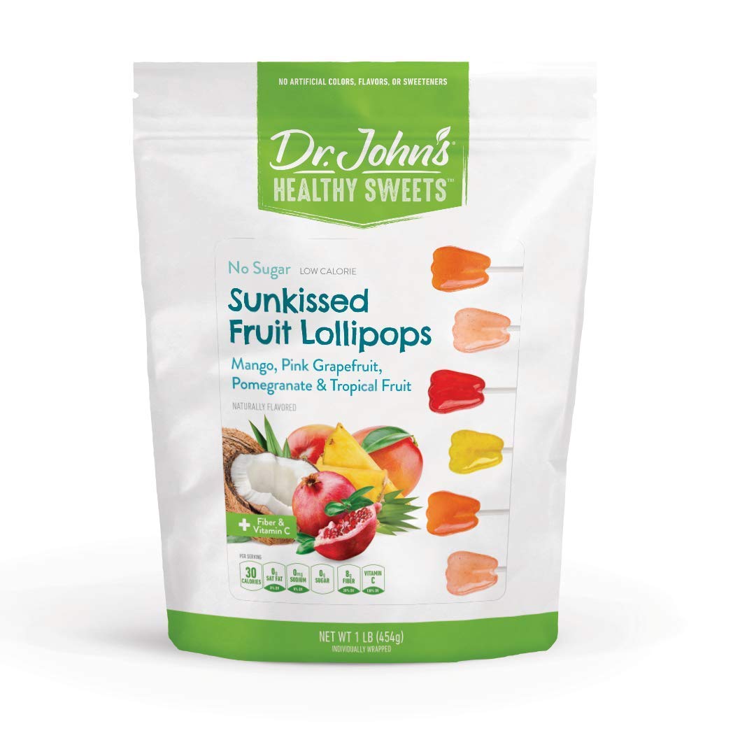Dr. John’s – Caramelos sin azúcar, paletas saludables con cero azúcar, aperitivos bajos en calorías, dulces duros aptos para Keto, dientes de fruta