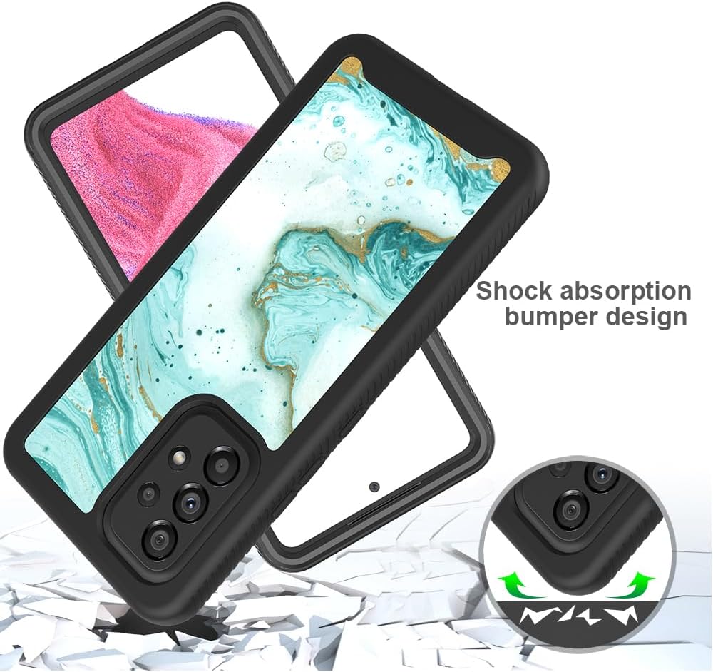 TJS Funda compatible con Samsung Galaxy A53 5G, con protector de pantalla integrado, cubierta protectora contra caídas de cuerpo completo, TPU color
