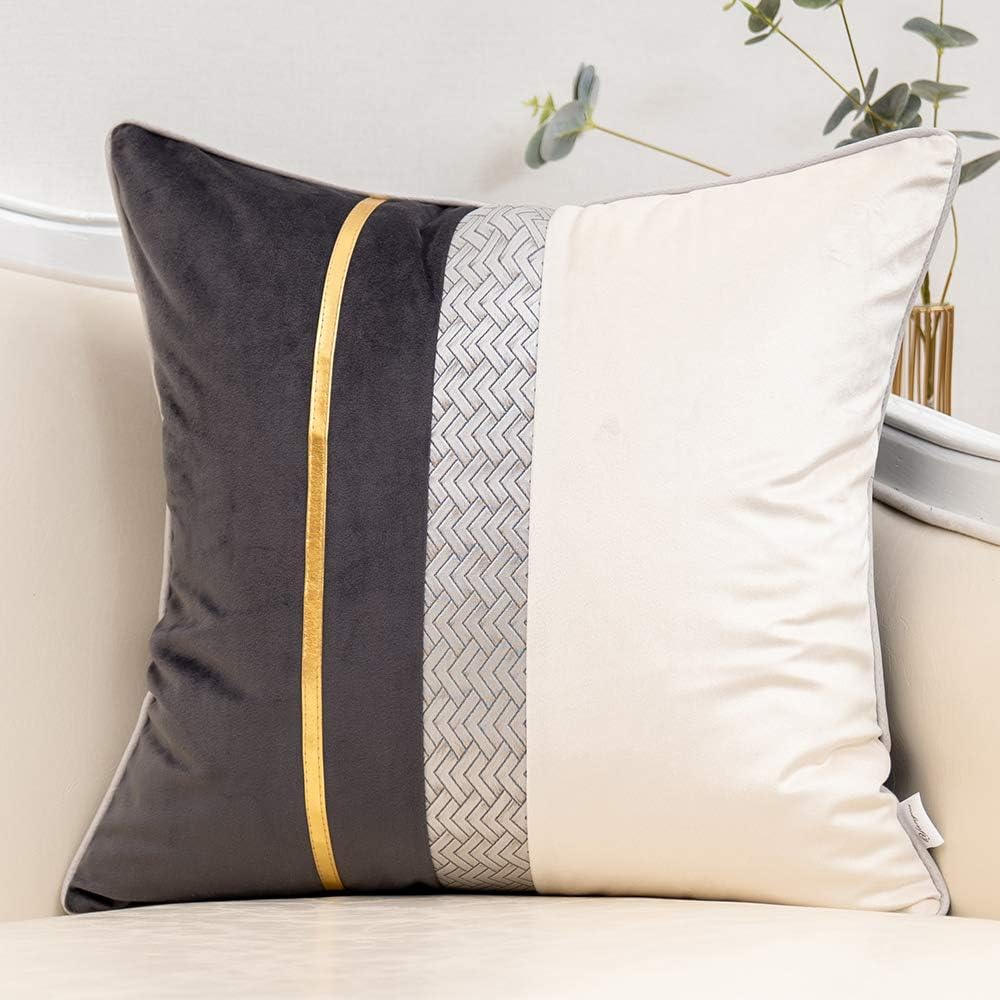 Yangest – Funda de cojín de terciopelo con rayas doradas, moderna, de lujo, ideal para sofá, dormitorio, sala de estar y decoración del hogar.
