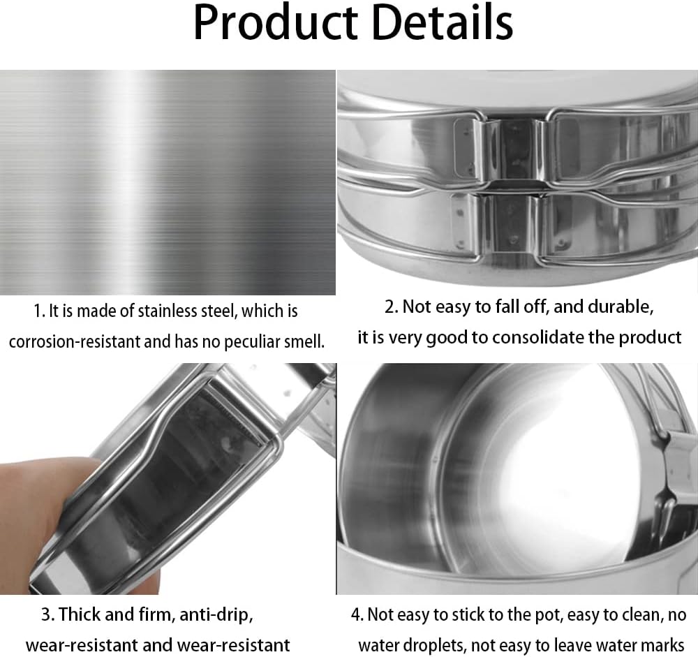 Juego de 8 utensilios de cocina para acampar para 2 personas, de acero inoxidable, compacto, juego de cocina, ligero, para mochilero, para acampar y