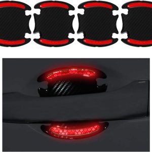 4 protectores contra arañazos para manijas de puerta de automóvil, fibra de carbono 3D, antiarañazos, protector de pintura con tiras reflectantes de 4 protectores contra arañazos para manijas de puerta de automóvil, fibra de carbono 3D, antiarañazos, protector de pintura con tiras reflectantes de