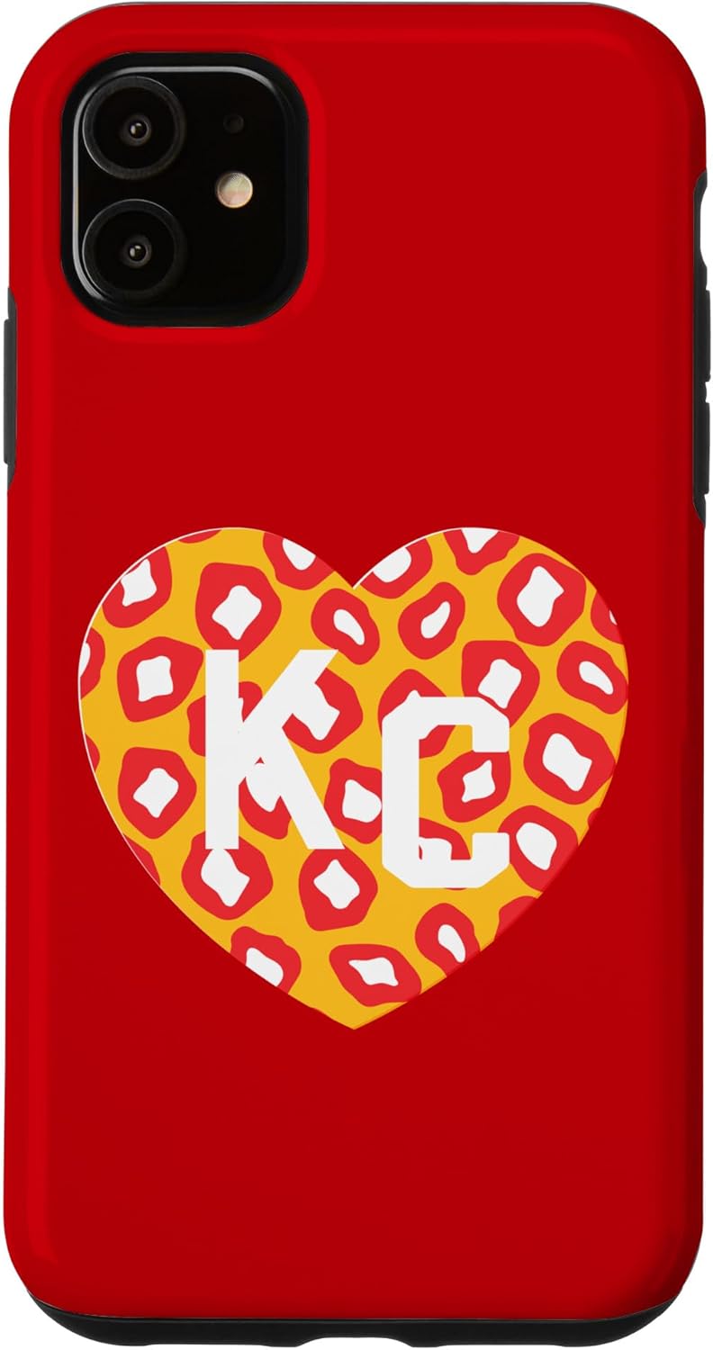 Carcasa para iPhone 11 KC Heart RedYellow Animal Print Kansas City Hearts Kc Heart