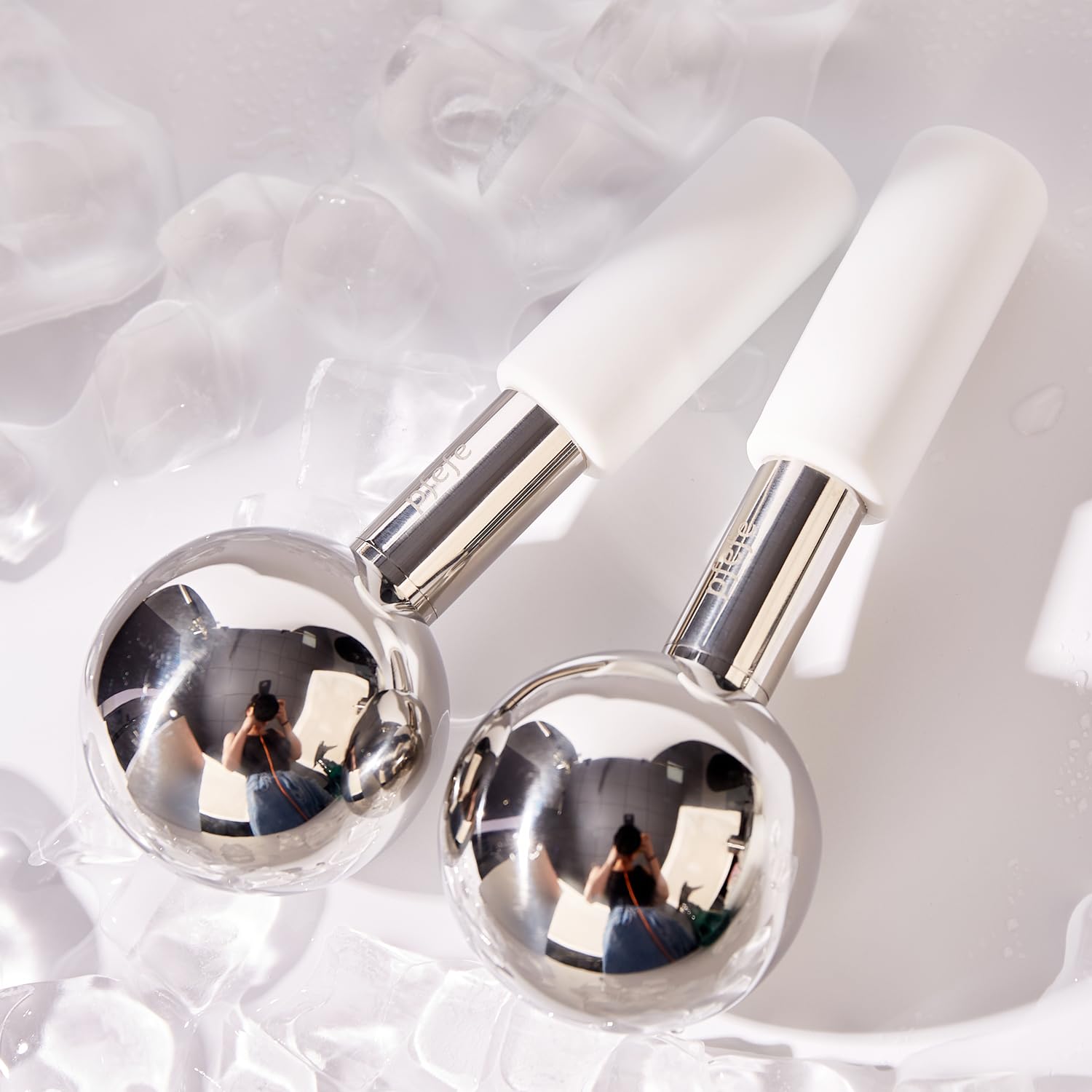 Globos de hielo giratorios de 360 grados para cara y ojos, varillas de acero inoxidable irrompibles para rutinas de belleza, tratamientos faciales