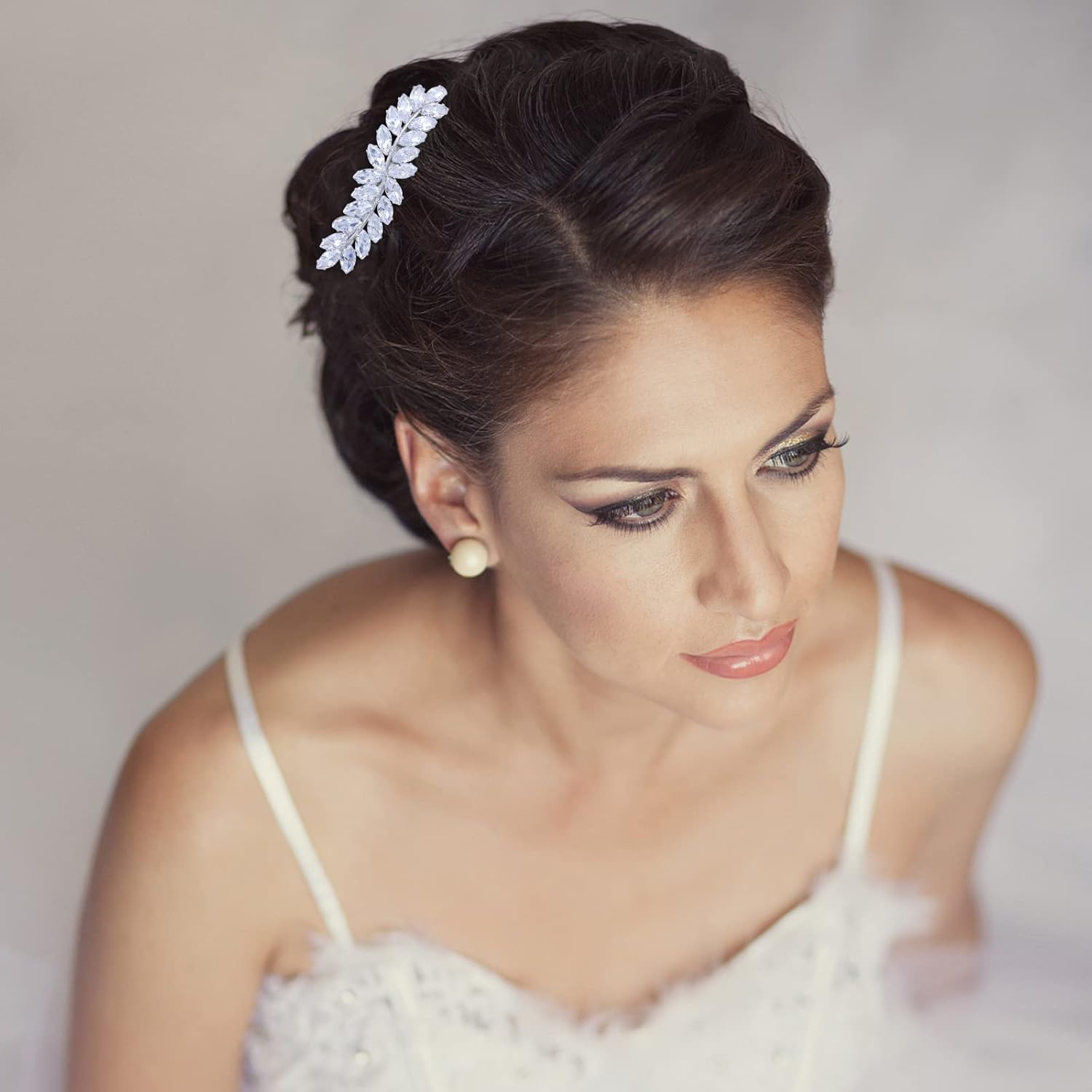 WHAVEL 2 pasadores para el cabello para mujer, pinzas para el cabello con diamantes de imitación, pasador francés de hoja de cristal, pinzas para el