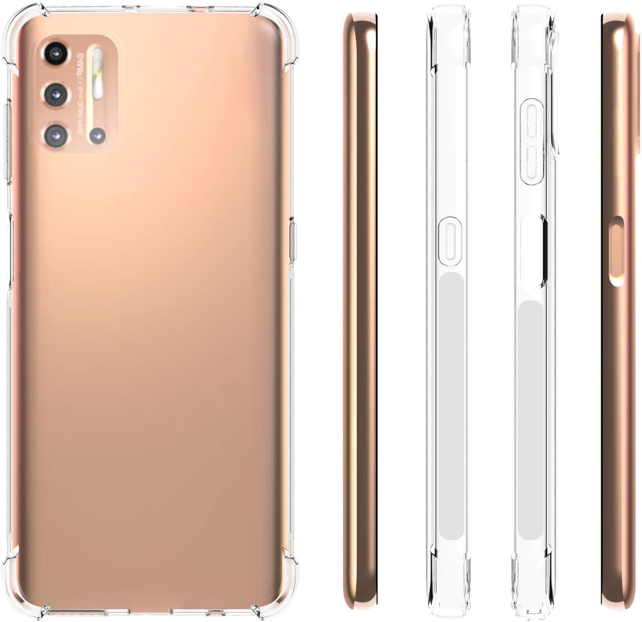 USTIYA Funda para Motorola G9 Plus Clear TPU Moto G9+Cuatro Esquinas Cubierta Protectora Transparente Suave Funda