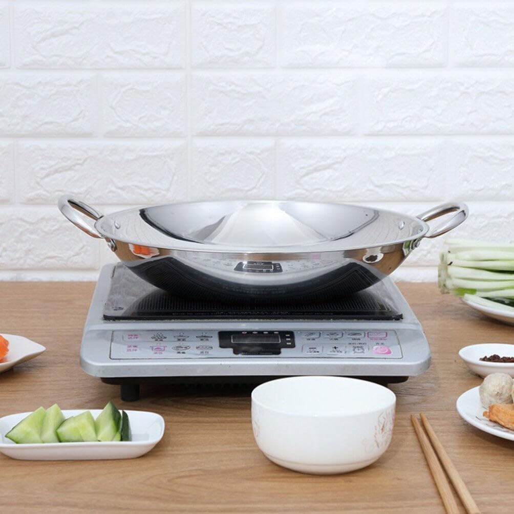 BESTonZON Sartén de acero inoxidable para cocinar mariscos con asa, sartén para estufa, sartén para freír sartén, olla coreana, olla de ramen