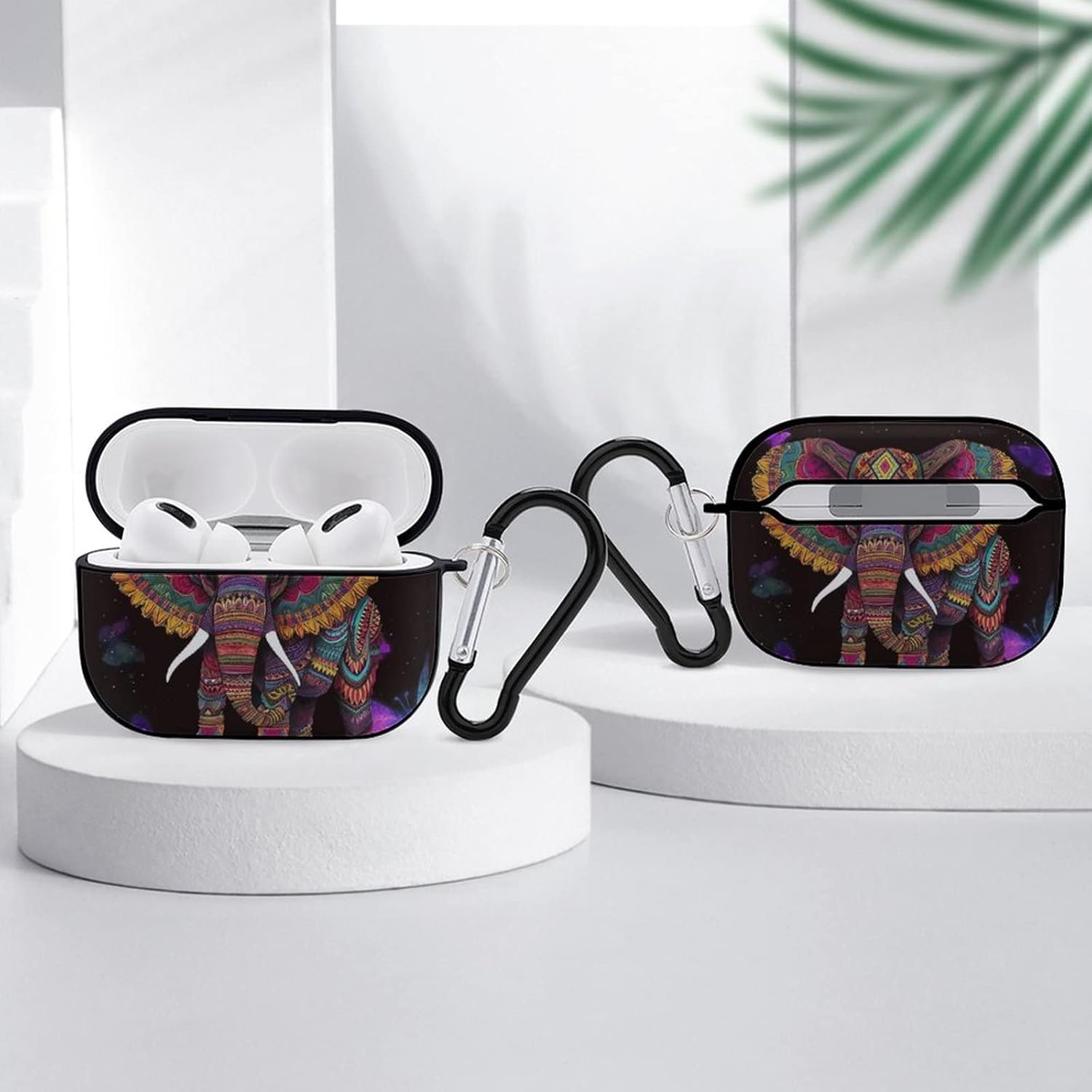 Funda de protección completa con diseño de mariposa de elefante bohemio para Airpods Pro, funda de auriculares inalámbricos con llavero compatible