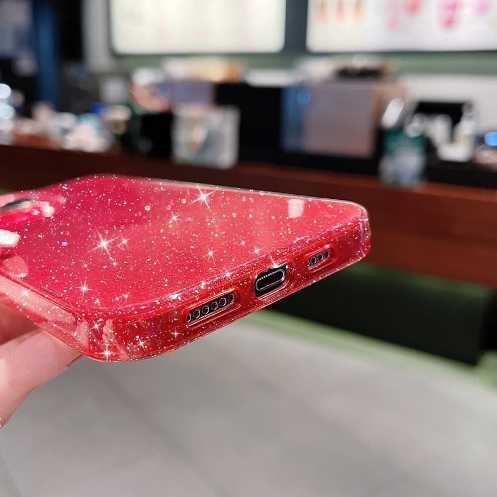 Funda compatible con iPhone 15 Pro de 6.1 pulgadas (versión 2023), bonito color neón brillante, con purpurina, delgada, delgada, a prueba de golpes,