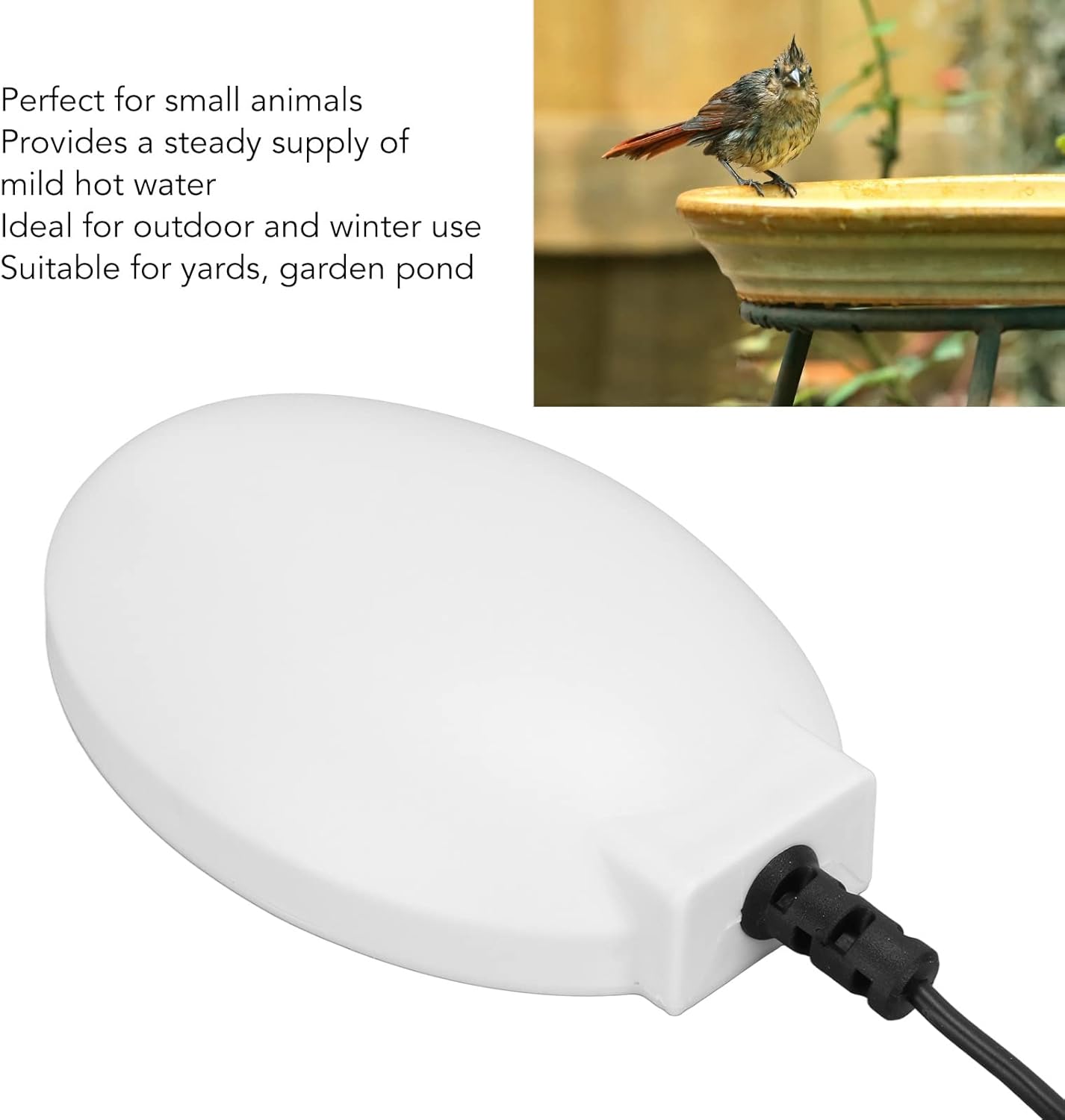 Zunate Calentador de baño para pájaros actualizado 2022 para exteriores, descongelador de baño para pájaros con control termostático, calentador de