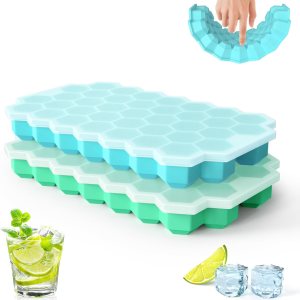 Bandeja de cubitos de hielo de silicona flexible de 76 cubos, bandejas de hielo, congelador para bebidas frías, cócteles de whisky, paquete de 2, Bandeja de cubitos de hielo de silicona flexible de 76 cubos, bandejas de hielo, congelador para bebidas frías, cócteles de whisky, paquete de 2,