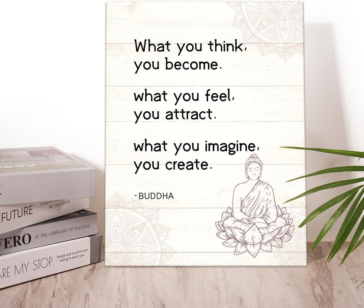 Lienzo decorativo de Buda, con texto en inglés What You Think You Become Buddhist Quote Buddhist, póster impreso para decoración budista para el