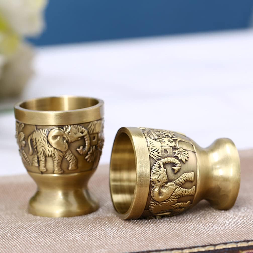 VICASKY Vaso de cristal de cáliz de bronce para whisky antiguo, copa de dram de whisky antiguo, mini taza de copa de vino, copa de cáliz de cáliz de
