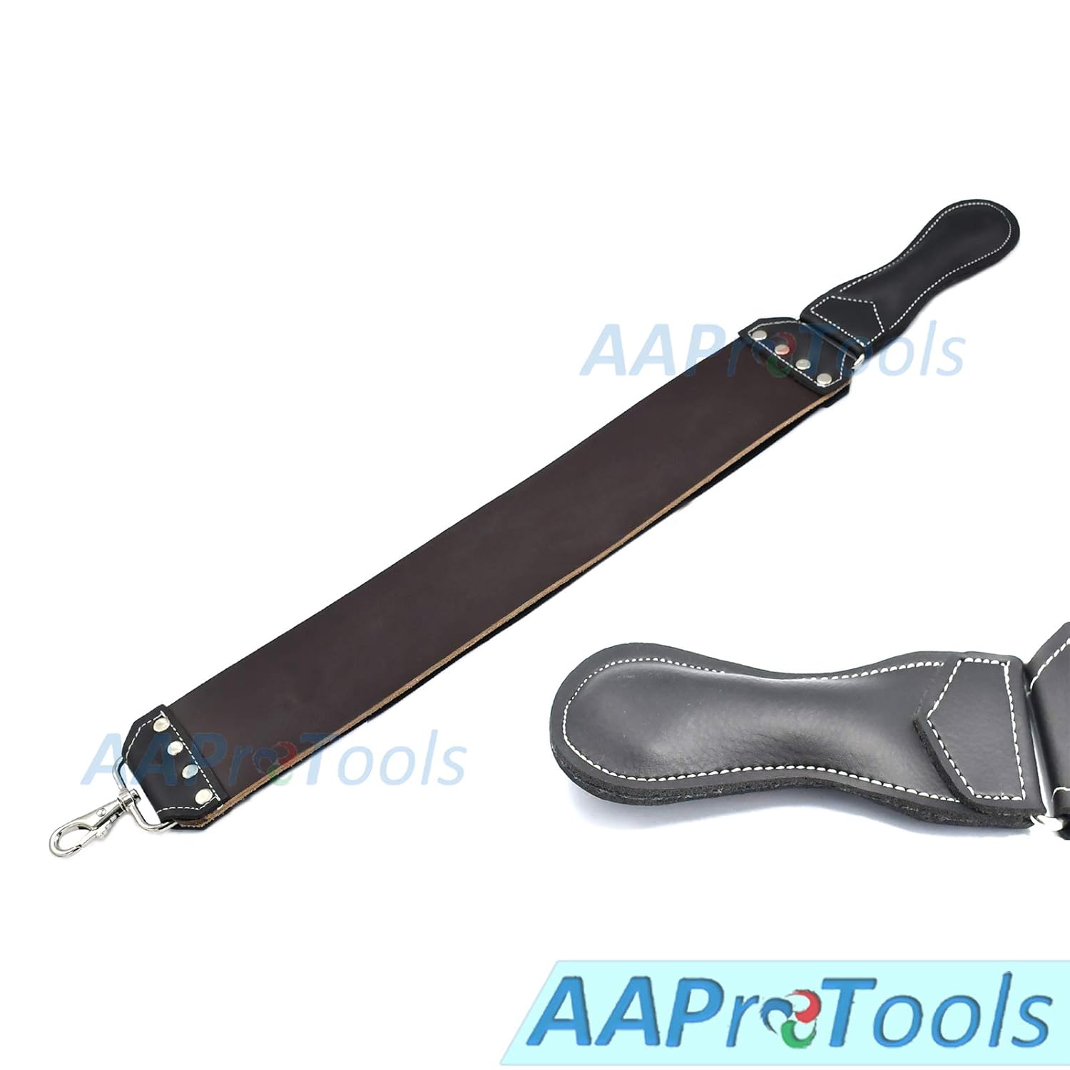 Leather Strop 3 x 20 pulgadas Barber’s Razor Strop Cow Hide, correas dobles con clip giratorio. Es una gran adición para cualquier juego de afeitado