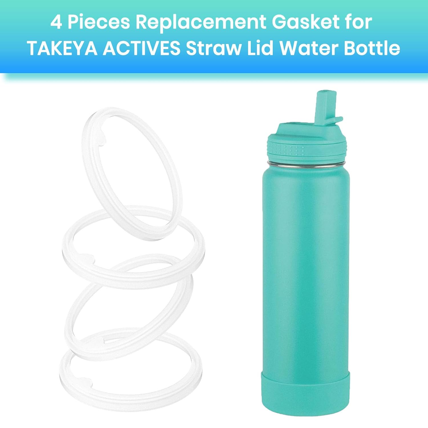 Paquete de 4 juntas compatibles con TAKEYA Actives botella de agua con tapa de popote de 14 onzas, 16 onzas, 18 onzas, 22 onzas, 24 onzas, 32 onzas,