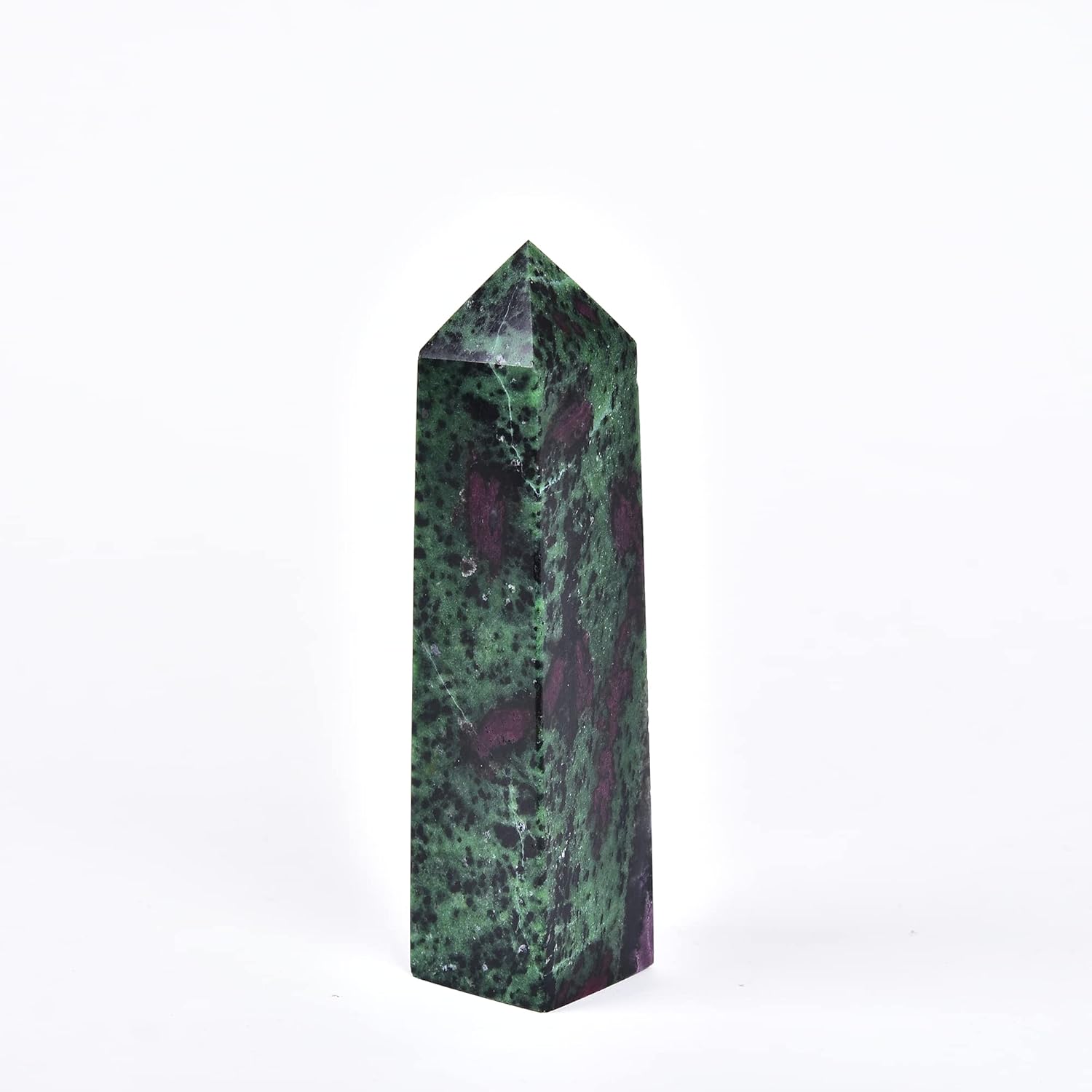 JIC Gem Varita de cristal curativo Rubí Zoisita Crystal Obelisco Torre Varita Rojo Verde Tesoro Minerales Decoración 1-1.3 lbs